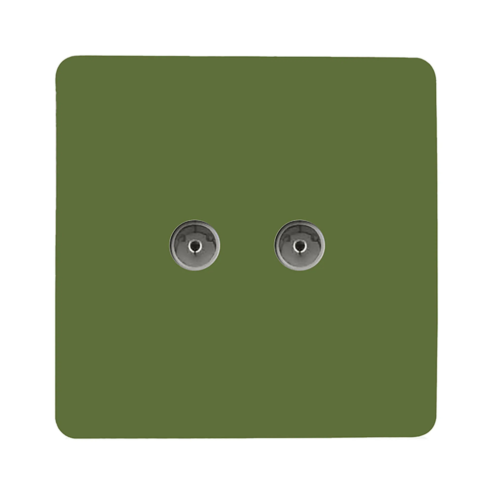 Twin TV Co-Axial Outlet Moss Green